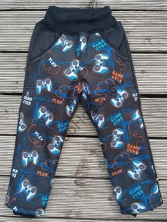 GUDO Softshellové kalhoty, ZIMA, fleece, PLAYSTATION/GAME OVER, reflexní prvek